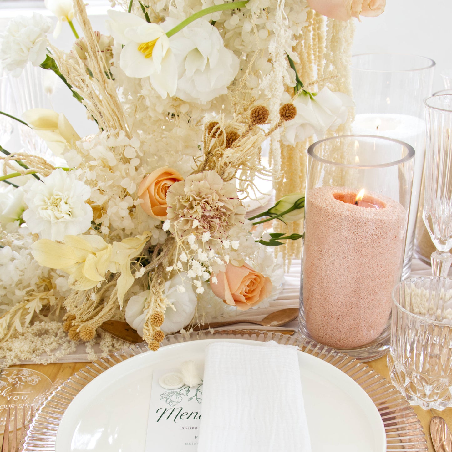 Glass Vase Candle Sand Dusty Rose