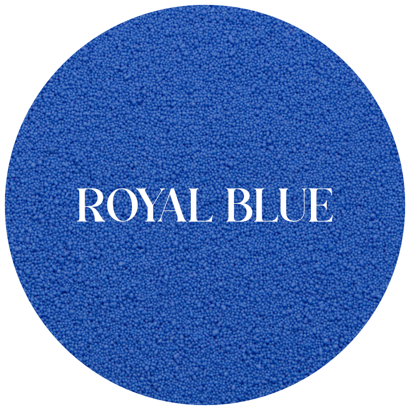 Granular sand wax royal blue color swatch with 'ROYAL BLUE' text