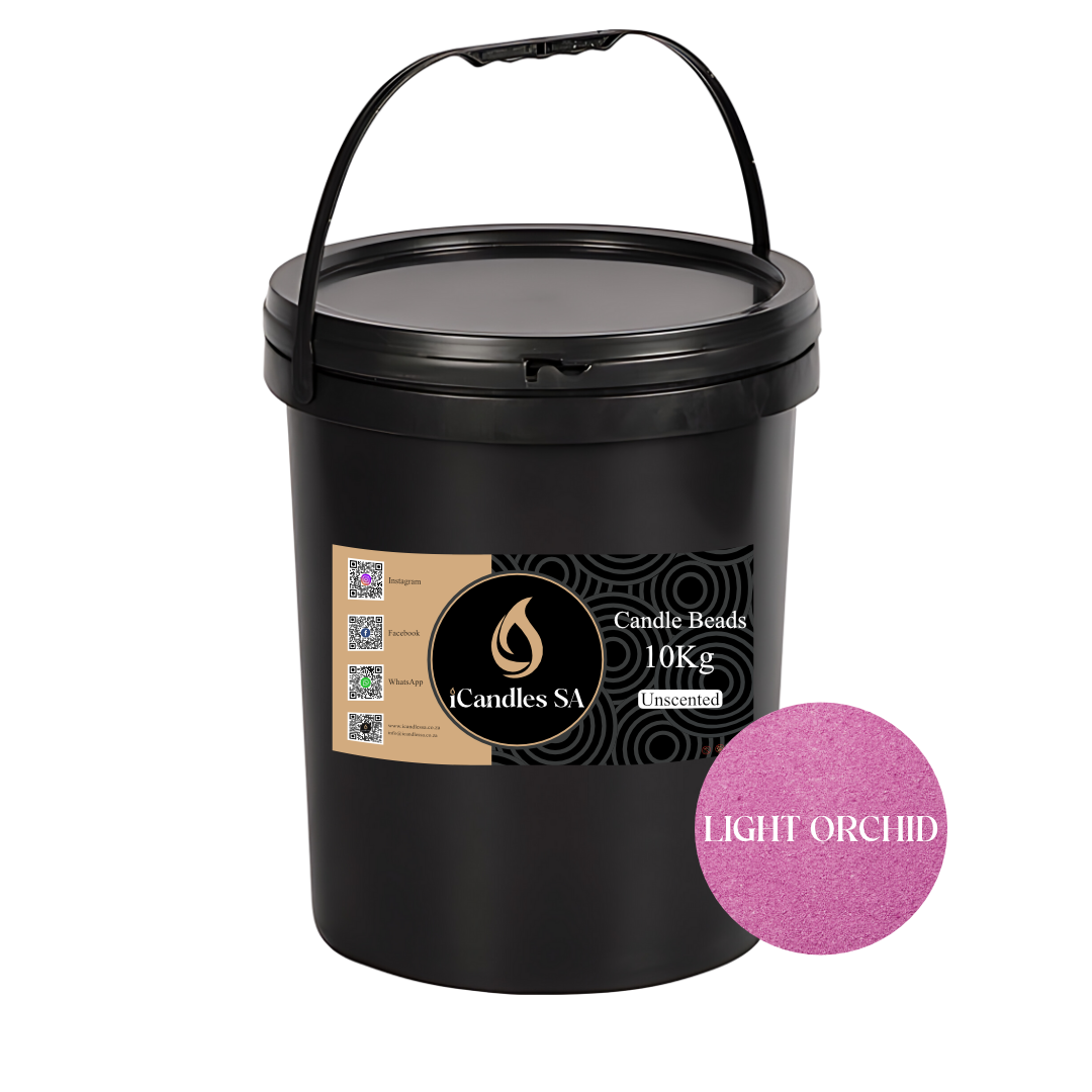 Black bucket with a label and 'Light Orchid' color swatch on a white background
