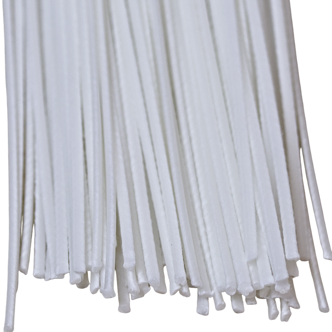 White cotton wicks on a white background