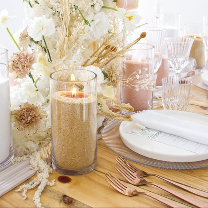 Glass Vase Candle Sand Tan