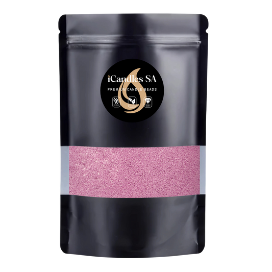 Black packaging with Light Orchid candle sand wax featuring iCandles SA logo on a white background