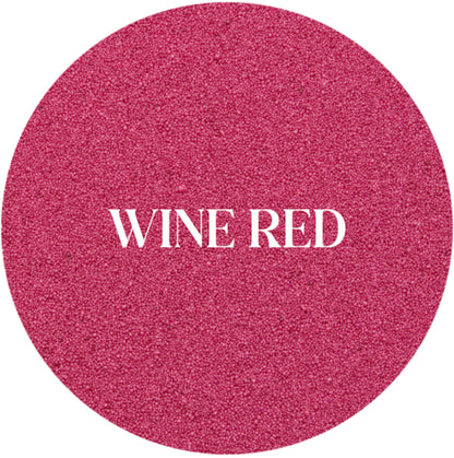 Wine red color swatch with 'WINE RED' text on a white background