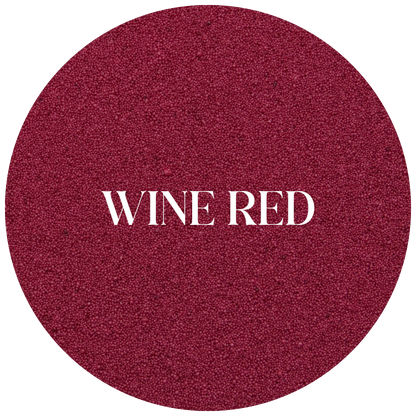 Wine red color swatch with 'WINE RED' text on a white background