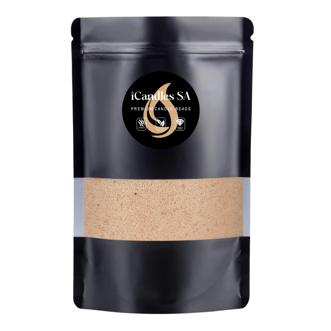 500g Dusty Rose sand wax with a iCandles SA logo on white background