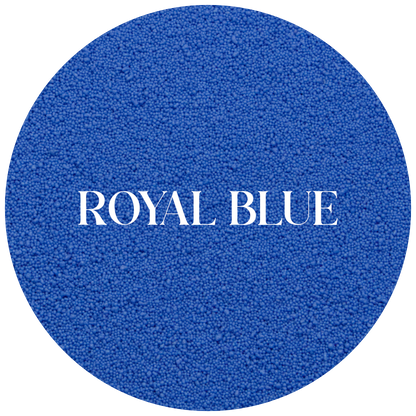 Granular sand wax royal blue color swatch with 'ROYAL BLUE' text
