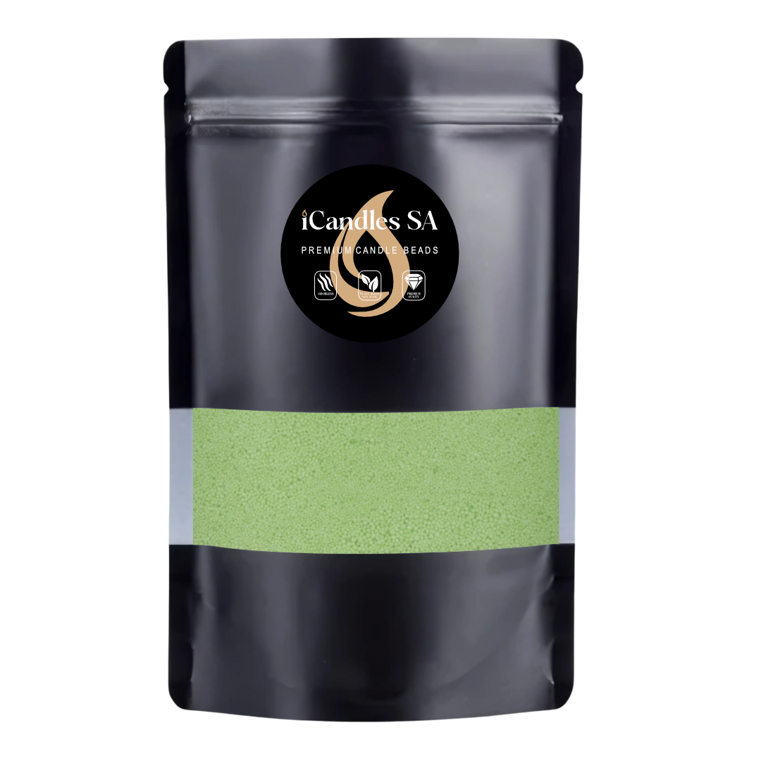 Black packaging with a 500g Spring Fern sand wax by iCandles SA on a white background